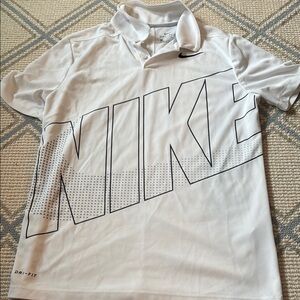 Nike White Dri-FIT Polo Shirt Boys Sz L